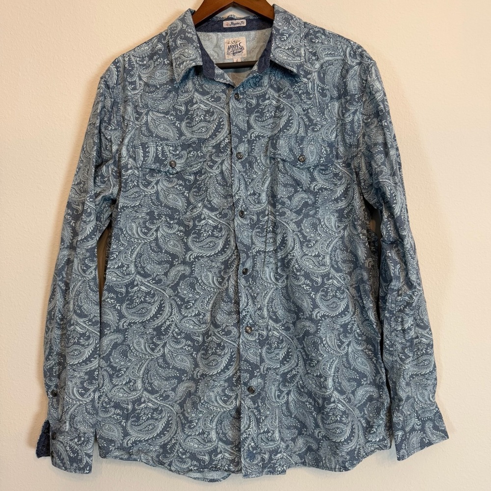 Moonshine Spirit Shirt Mens Large Blue Brad Paisley Western Pearl Snap‎ Rodeo